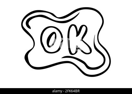 Simple Vector Hand Draw Doodle Sketch OK, Isolated on White Stock Vector