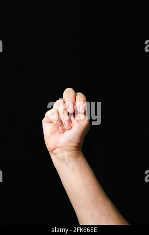 Letter N International sign language dark background Stock Photo