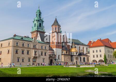 KRAKOW, POLAND - SEPTEMBER 3, 2016: Tourists visit Wawel castle in Krakow Poland Stock Photo