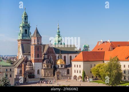 KRAKOW, POLAND - SEPTEMBER 4, 2016: Tourists visit Wawel castle in Krakow Poland Stock Photo