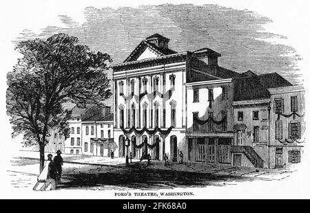Engraving of Ford's Theatre, Washington, scene of Lincoln's Assassination Stock Photo