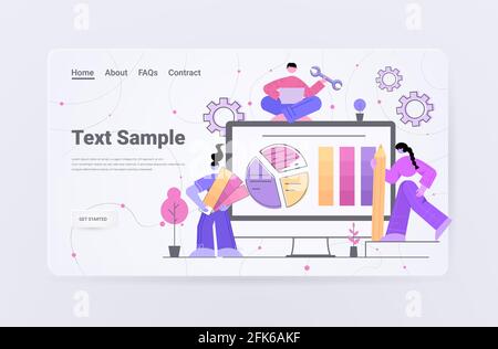 developers building financial computer application designers working together on user interface Stock Vector
