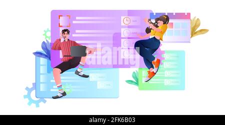 developers team creating website ui interface time management web application development Stock Vector