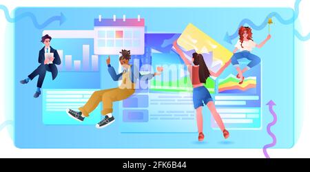 developers team creating website ui interface web application development program software optimization Stock Vector