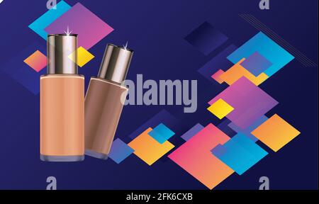 mockup illustration of cosmetic products on cubic background Stock Vector