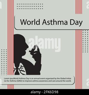 World Asthma Day is an annual event organized by the Global Initiative for Asthma (GINA) to improve asthma awareness and care around the world. Stock Vector