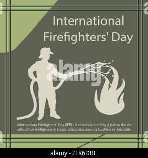 International Firefighters' Day (IFFD) is observed on May 4 due to the deaths of five firefighters in tragic circumstances in a bushfire in Australia. Stock Vector
