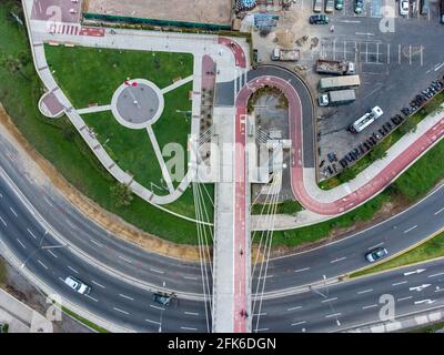 Aerial view of the La Amistad Bridge that connects the districts of Miraflores and San Isidro in the city of Lima, Peru Stock Photo