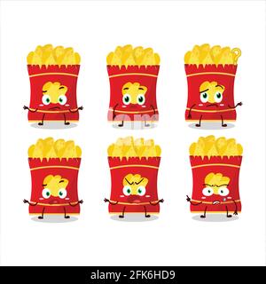 Cartoon character of potato chips with what expression. Vector illustration Stock Vector
