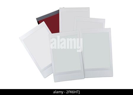 Set of blank empty photo frame cards with copyspace isolated on white background Stock Photo