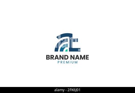 Letter AT Network Logo Design Template Vector suitable for network business brand Stock Vector