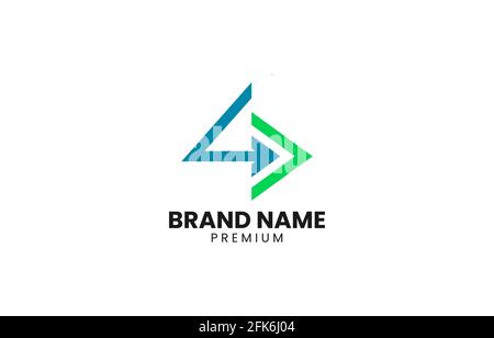 Number 4 Arrow Triangle Logo Design Template Vector suitable for modern business bran Stock Vector