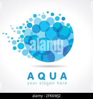 Water company logotype concept. Abstract emblem, droplet, bubbles element. Stained-glass character clear trendy H2O graphic template. Drinking water, Stock Vector