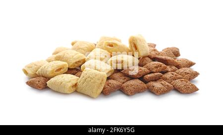 Tasty corn pillows on white background Stock Photo