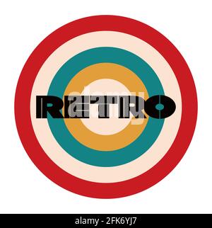 Retro target Vector Design with 60's 70's colour bars Stock Vector
