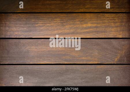 Texture of stained brown wooden background, old rustic wood planks on black background Stock Photo