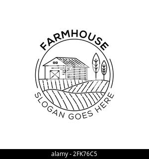 Retro Line art Wood Barn Farm Minimalist Logo Design Stock Vector Image ...