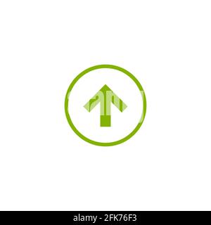 green sharp arrow up. icon isolated on white. Upload icon. Upgrade sign ...