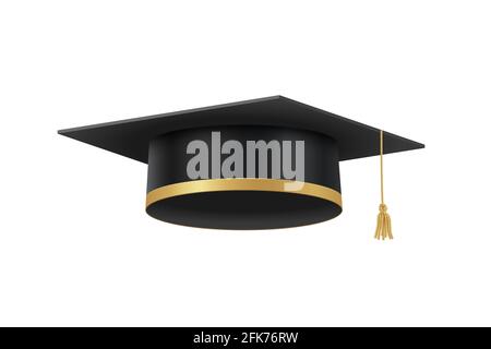 Academic cap for graduation ceremony in high school, college or university. Education hat isolated on white. Vector design element. Stock Vector