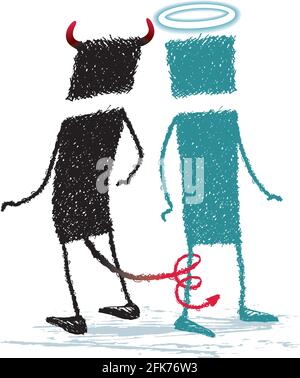 An angel and a devil. An illustration of good and evil, about temptation ... Stock Vector