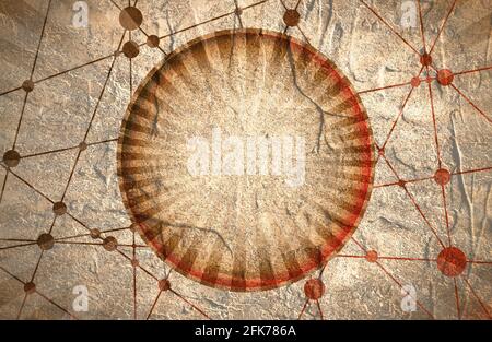Molecule And Communication Background. Modern brochure or report design template. Connected lines with dots. Technology and science background. Grunge Stock Photo