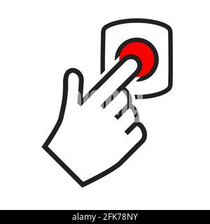Door bell icon flat style design outline sign vector illustration isolated on white background. Stock Vector