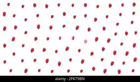 Seamless pattern of red simple strawberries - vector illustration. Stock Vector