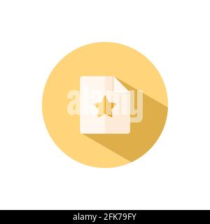 Document. Paper with star. Flat color icon in a circle. Commerce vector illustration Stock Vector