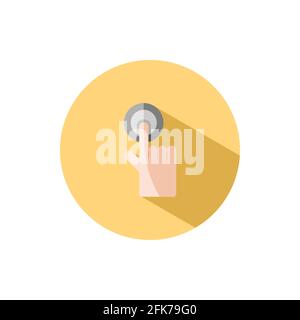 Hand selecting button. Finger touch and press the item. Flat icon in a ...