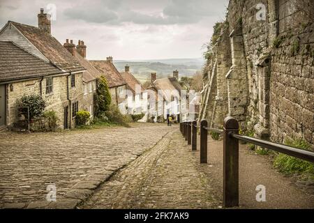 Gold Hill Shaftesbury. Stock Photo