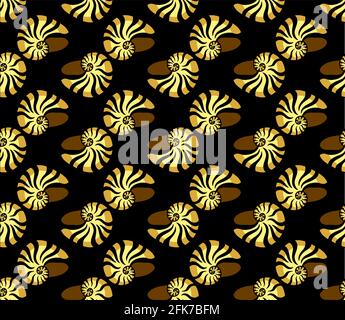 seamless pattern shape molluscs with spiral shell, Stock Vector