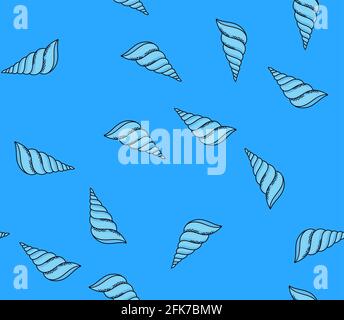 Hand drawn seashell seamless pattern vector illustration Stock Vector