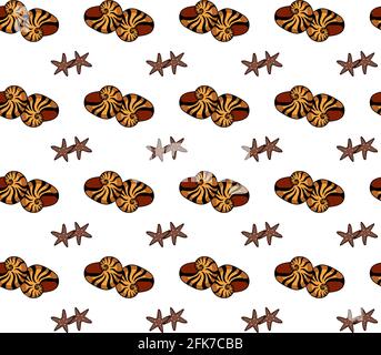 Set of seamless pattern with shells. Vector  Stock Vector