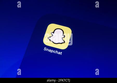 Ostersund, Sweden - Feb 9, 2021: Snapchat app icon. Snapchat is an American multimedia messaging app developed by Snap Inc. Stock Photo