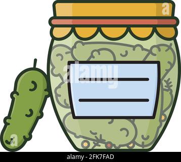 Jar of pickled gherkins isolated  vector illustration for Picke Day on November 14. Preserved food symbol. Stock Vector