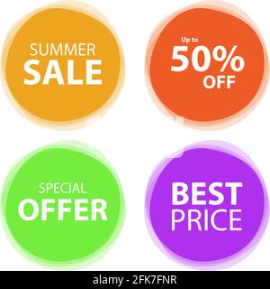 Set of sale banners in transparent background. Discount, advertising, season flash sale icons Stock Vector