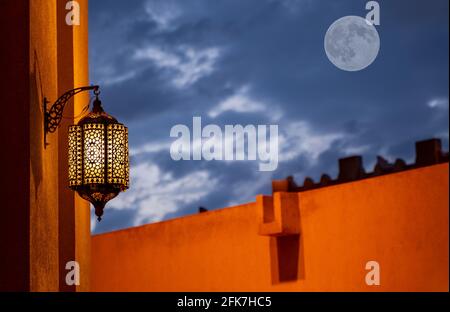Morocco style lamp at a mosque in Doha, Qatar Stock Photo