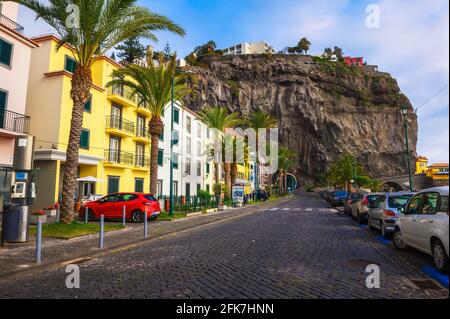 Main street of Ponta do Sol in Madeira, Portugal Stock Photo