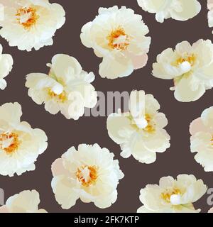 Seamless pattern with blooming realistic peonies. perfect background for invitations, cards, textiles. Stock Vector