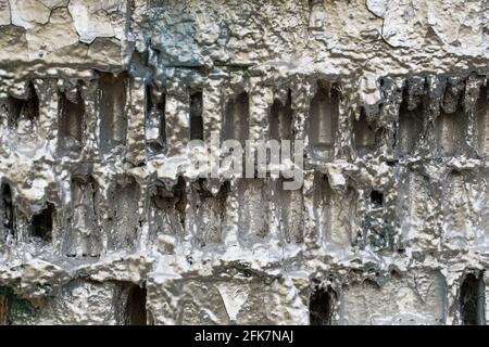 Silver painted brick wall. Abstract background. Stock Photo