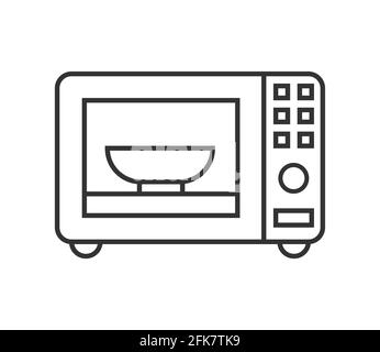 Microwave oven pixel perfect icon vector. Kitchen small appliances line sign. Household tools symbol for app, web. Cooking equipment is shown. Stock Vector