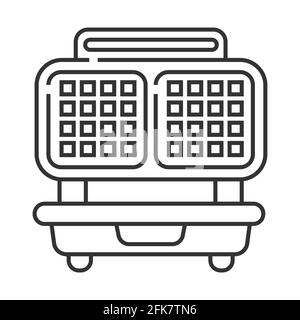 Waffle maker pixel perfect icon vector. Kitchen small appliance line sign. Household tools symbol for app, web. Cooking equipment for bread is shown. Stock Vector