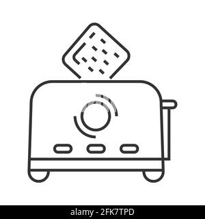 Toaster pixel perfect icon vector. Kitchen small appliances line sign. Household tools symbol for app, web. Cooking equipment for bread is shown. Stock Vector
