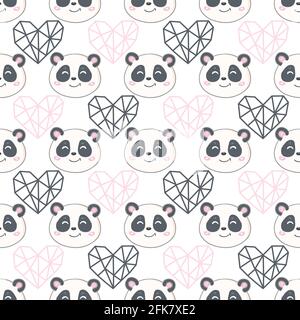 Cute panda illustration vector. Panda baby seamless. Pattern. Fabric Design. Stock Vector