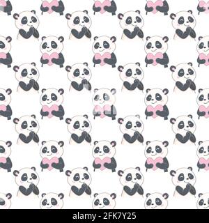 Cute panda illustration vector. Panda baby seamless. Pattern. Fabric Design. Stock Vector