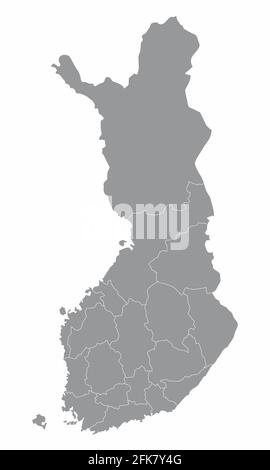 The Finland administrative map isolated on white background Stock Vector