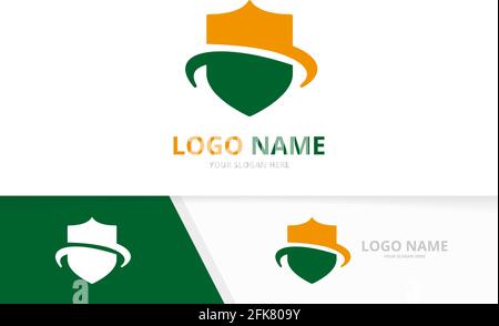 Abstract shield logo. Unique security logotype design template. Stock Vector