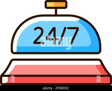 24 hour concierge service RGB color icon Stock Vector