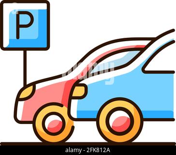 Car parking RGB color icon Stock Vector