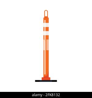 Orange cylinder delineator post barrier isolated on white background. Stock Vector
